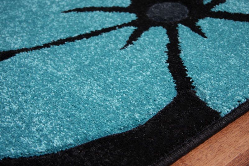 Modern Black Grey Teal Blue Flower Extra Large Area Floor Rug Toronto 2 Sizes eBay