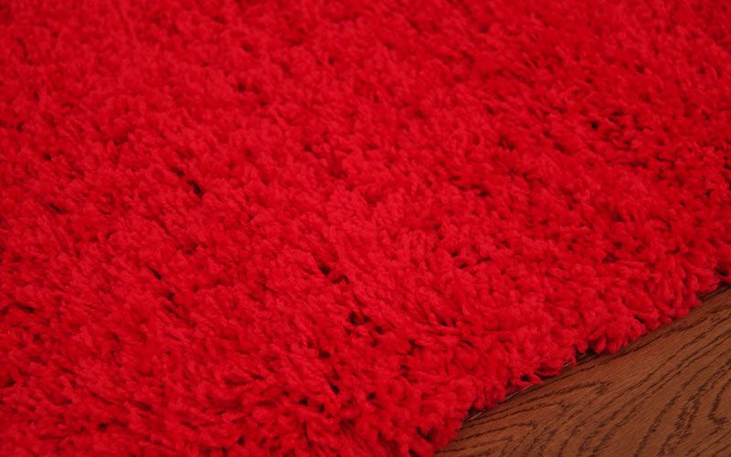 Bright Post Box Red Shaggy Rug Large Small Floor Mat Shag Pile Rugs UK